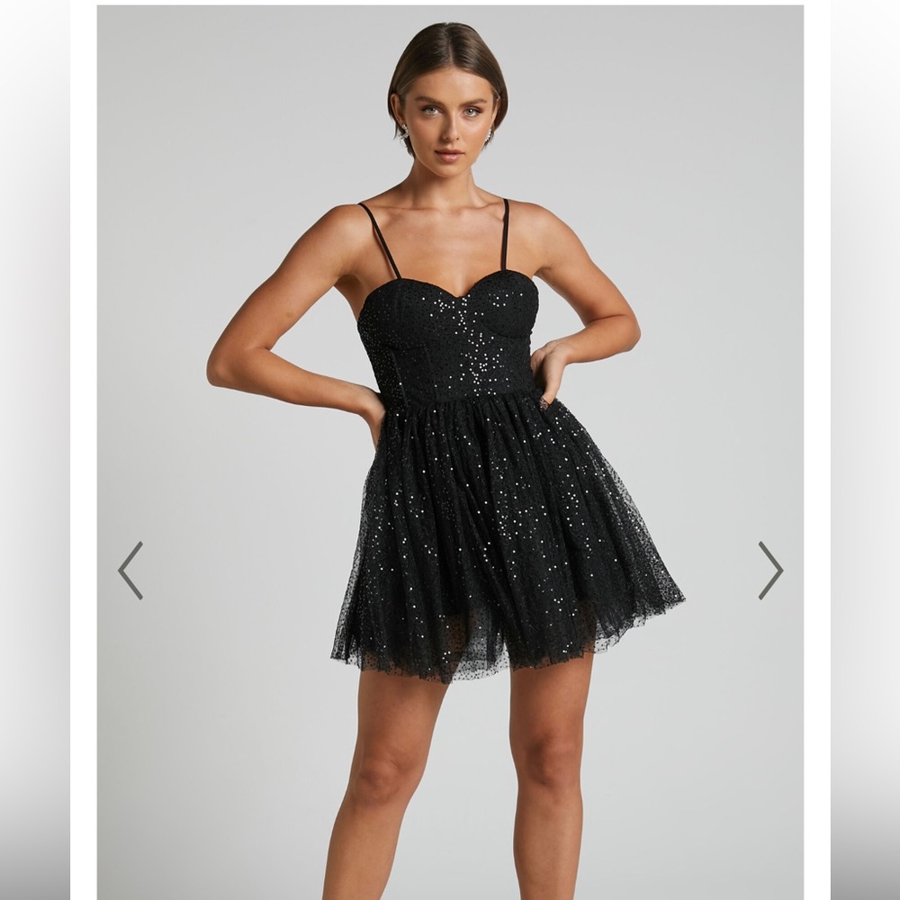 Showpo Black Babydoll Mini Dress Sweetheart Neckline
